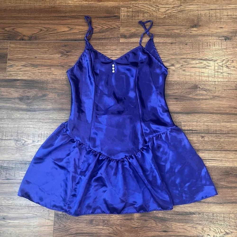 Vintage Satin Slip Dress Cobalt Blue Women M Coquette Y2K Fairycore Soft Glam